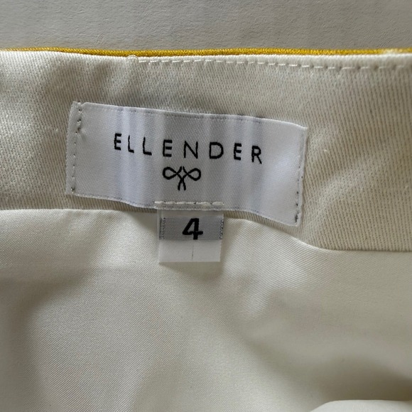 Ellender Anthropologie Painterly Mustard Yellow Abstract Pleated Midi Skirt 4 - Picture 5 of 11